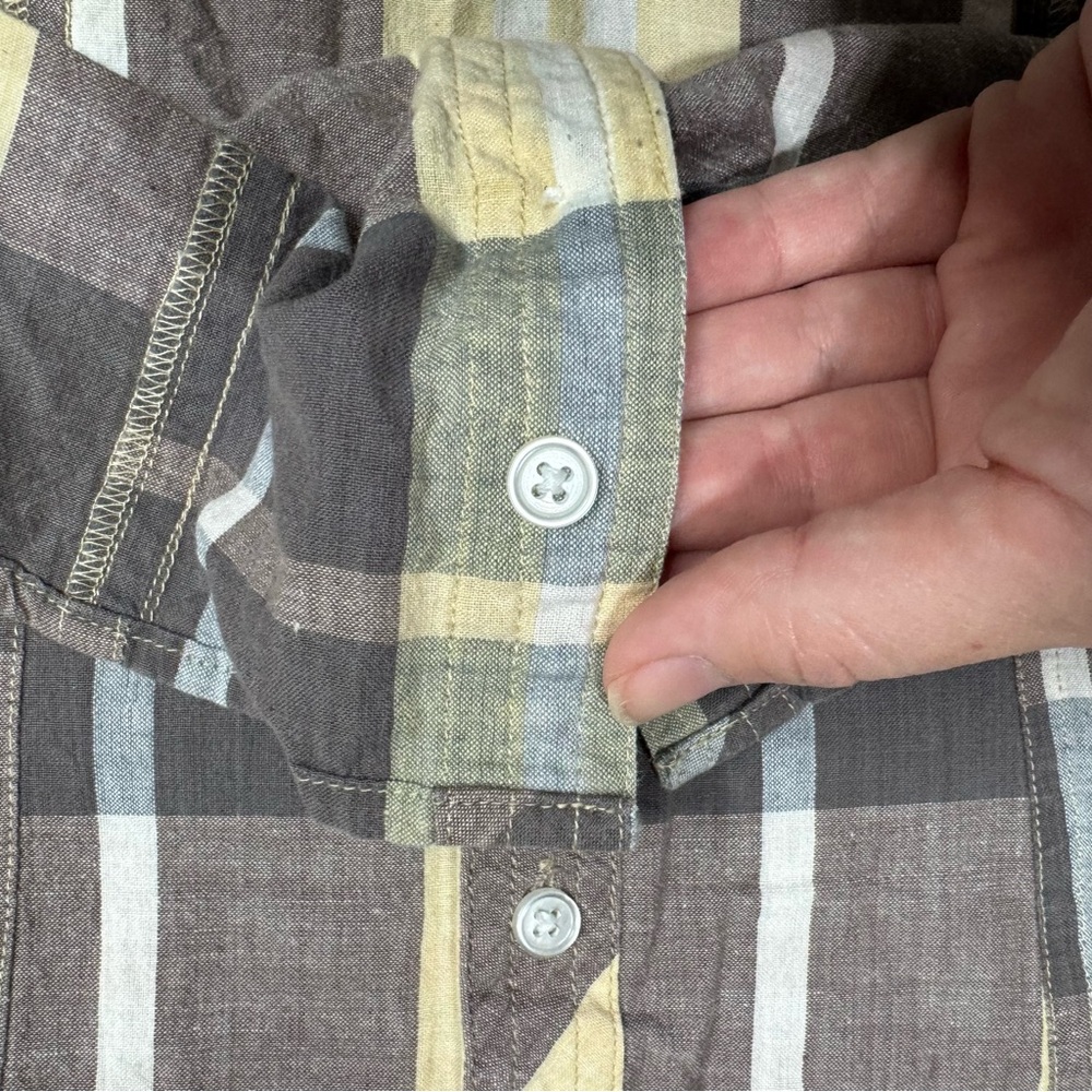 Passport women’s Plaid Button-Down Shirt - Gray, Yellow, White - Picture 7 of 11